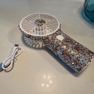 Dazzle Hand Held Mini Fan  ( White/gold or one royal blue only a few left)